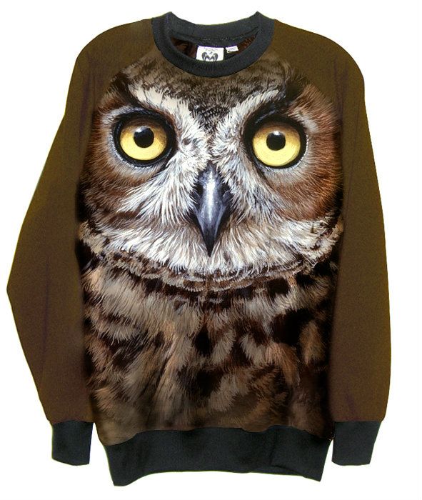 Owl stare printed unisex mens sweatshirt