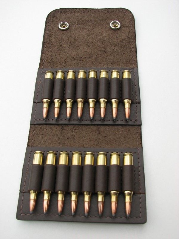 Leather AMMO wallet pouch.222 .223 holds 16 rounds eBay