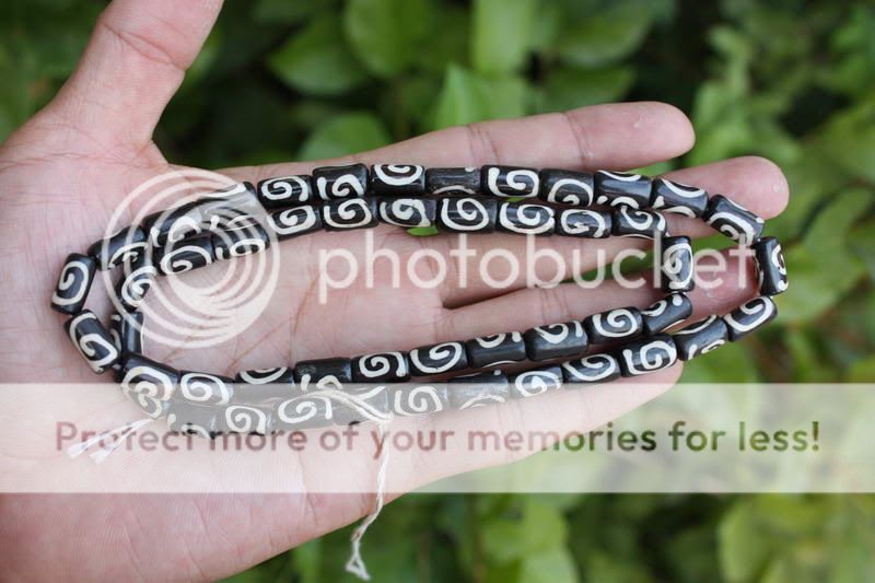 48 Spiral Black White Batik Tube Bone Handmade Beads Wholesale  