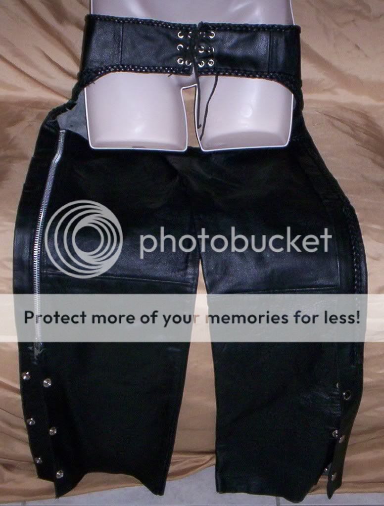 Womens Black leather Motorcycle Chaps Small  