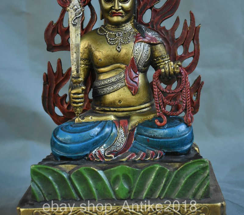 Chinese Natural Antlers Hand-carved Fudo Myo-o Acalanatha Buddha Ornament Bead