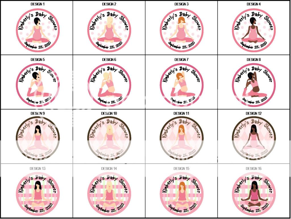 48 round baby shower 2.5 round labels yoga mom designs  