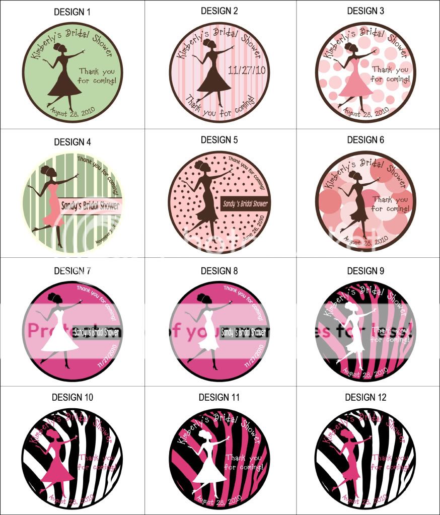 72 round labels 1.67 party favor sticker bridal shower  