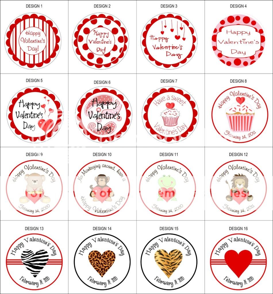   round address labels 2.5 party favor stickers Valetines gifts  